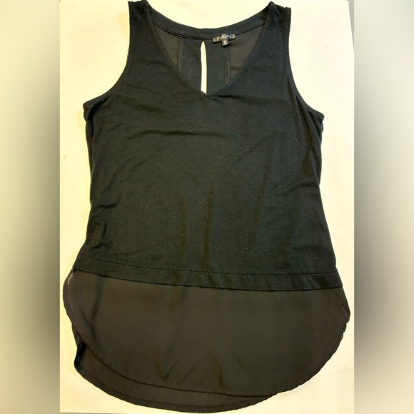 Dynamite vneck black soft sleeveless tank w silky layer top women's size Small - Picture 2 of 10